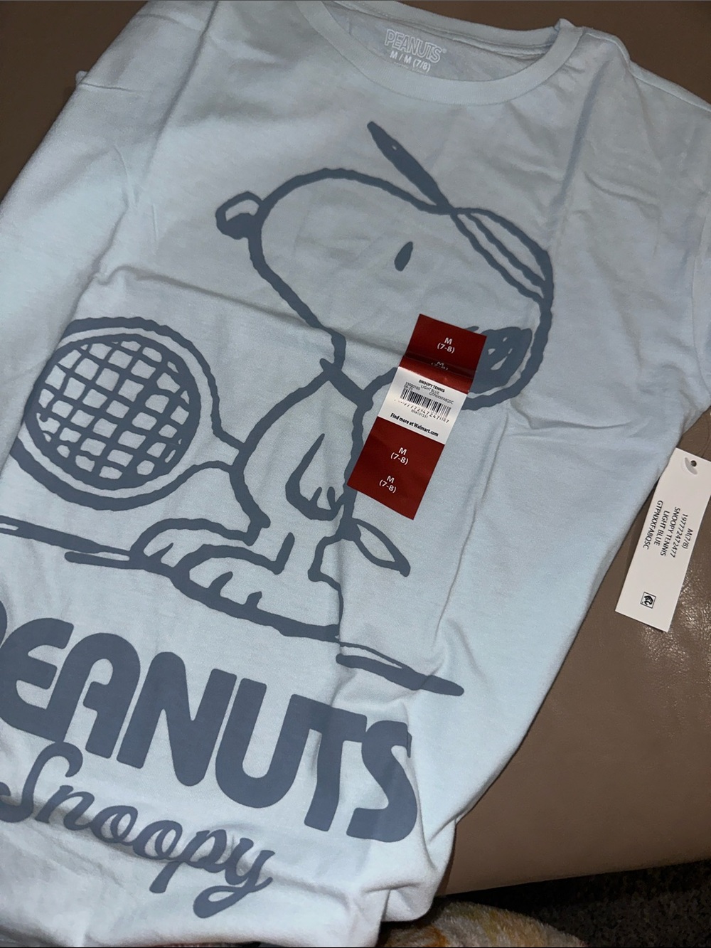 Peanuts Light Blue Kids Snoopy Tennis Graphic Tee